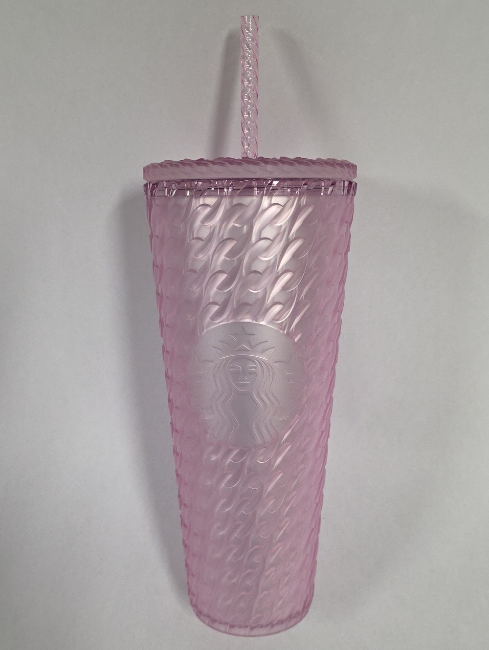 NWT 2024 Starbucks Translucent Pink Cable Knit Texture, Siren Logo, 24 Oz.